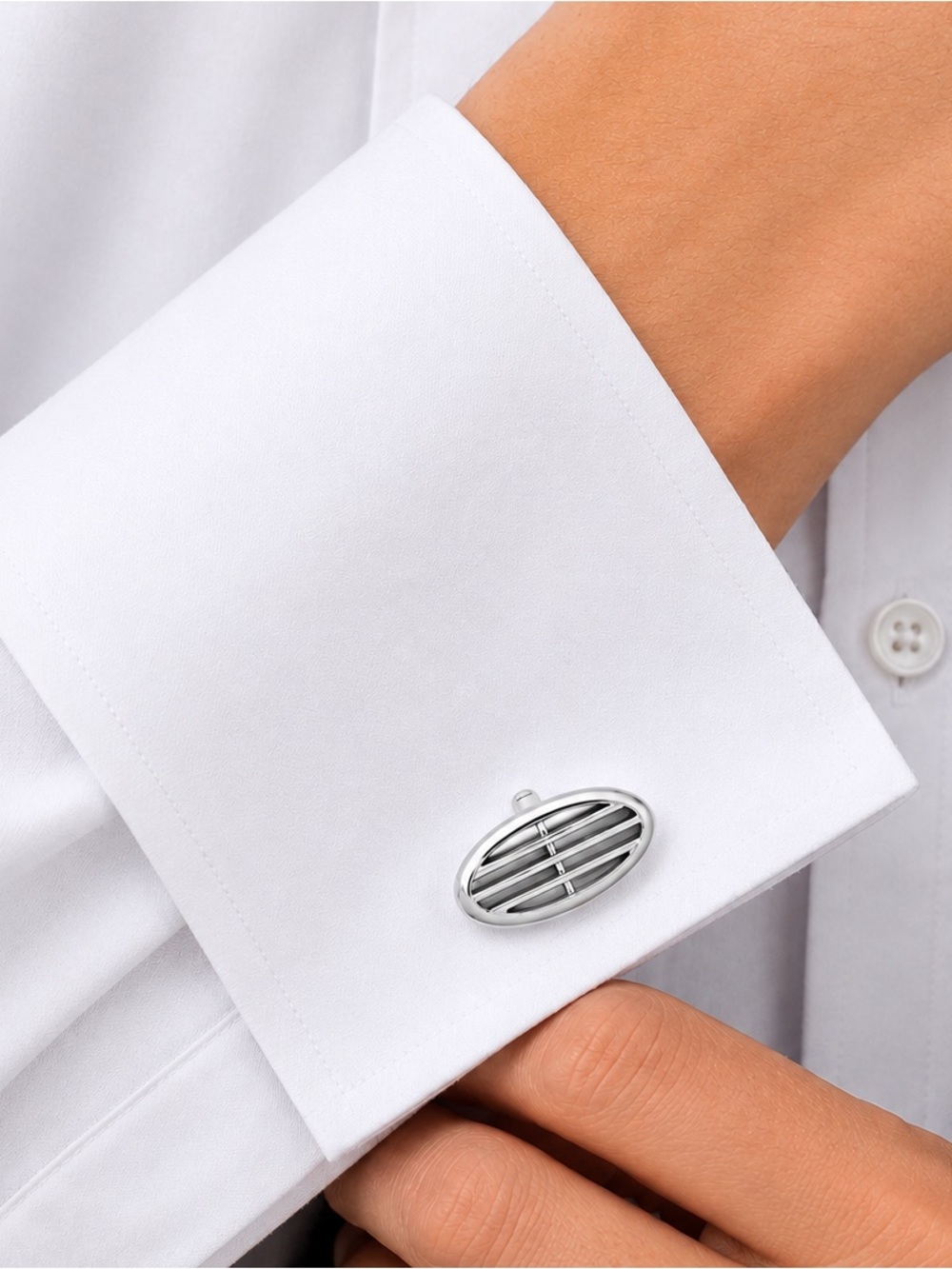 Vintage SWANK Silver Oval Cufflinks